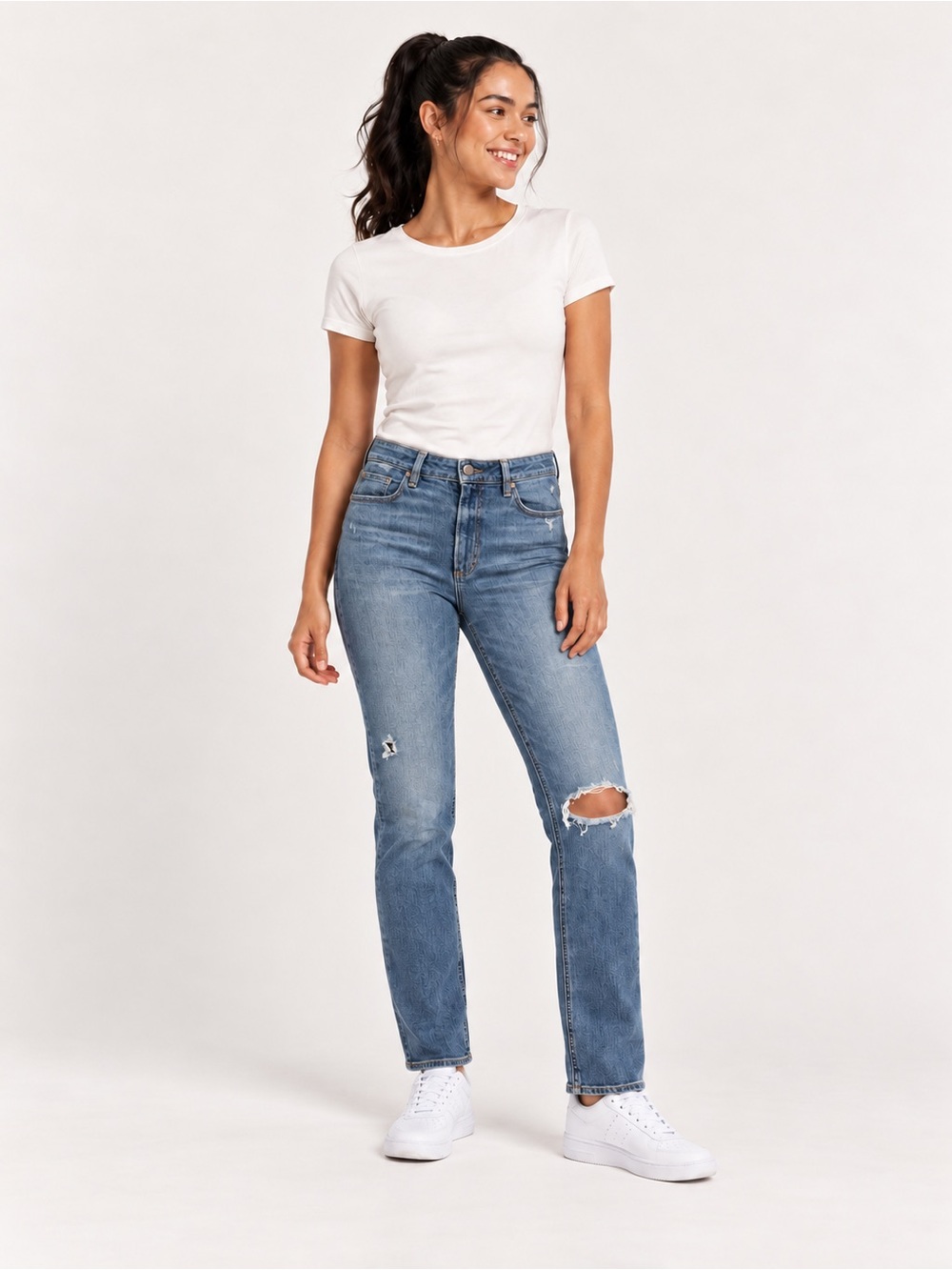 PAIGE Cindy Blue High Rise Straight Distressed Jeans Women’s Size 30